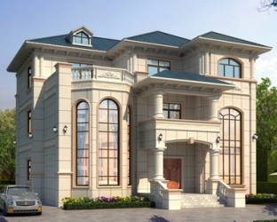 AT1927欧式豪华大气三层复式楼别墅建筑设计施工图纸15.8mX15.6m