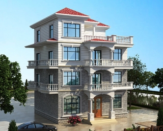 永云别墅AT1681简洁大方欧式四层别墅建筑设计图纸10.5mx12.3m