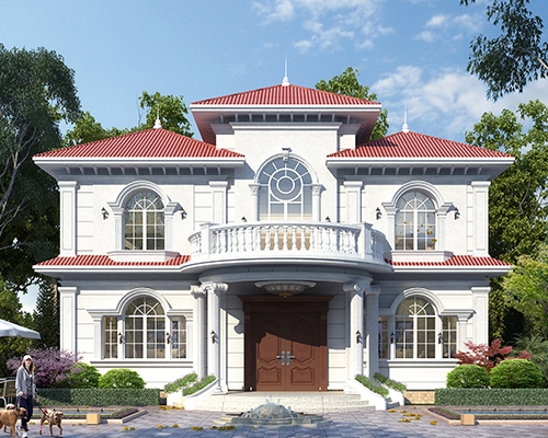 AT2922时尚奢华带堂屋二层法式风格小别墅全套建筑设计施工图纸14.5x15M
